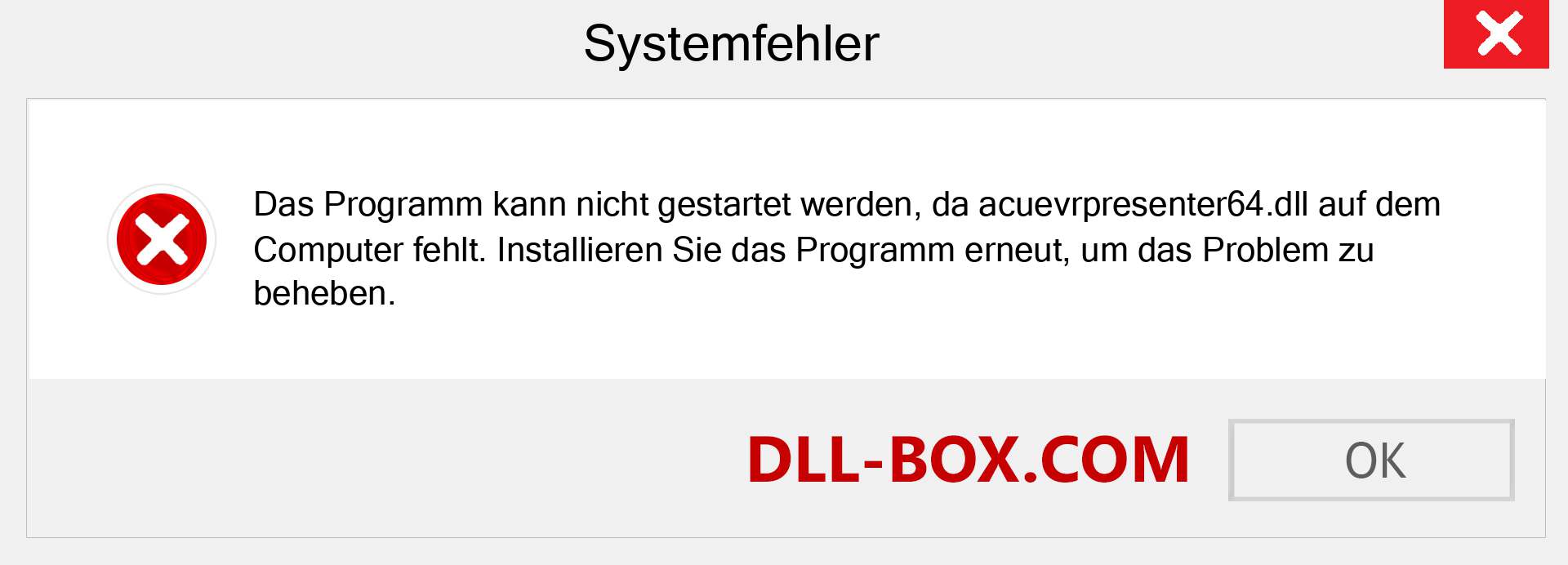 acuevrpresenter64.dll-Datei fehlt?. Download für Windows 7, 8, 10 - Fix acuevrpresenter64 dll Missing Error unter Windows, Fotos, Bildern