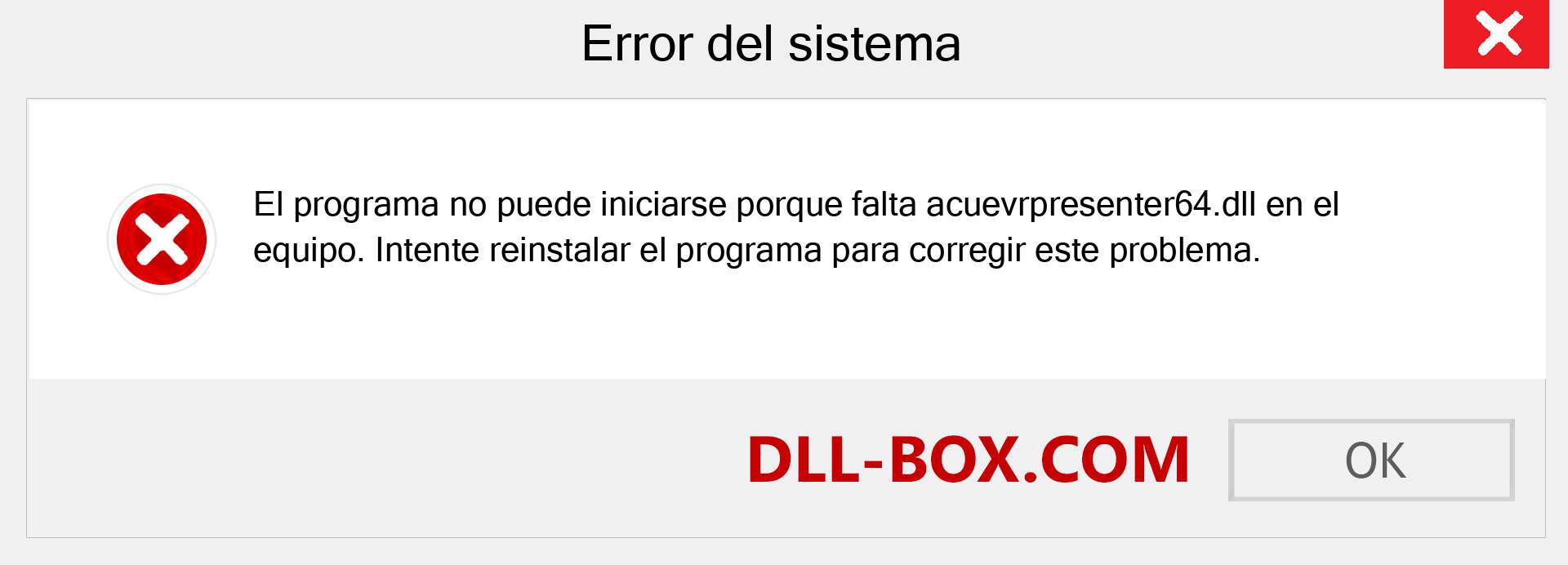 ¿Falta el archivo acuevrpresenter64.dll ?. Descargar para Windows 7, 8, 10 - Corregir acuevrpresenter64 dll Missing Error en Windows, fotos, imágenes